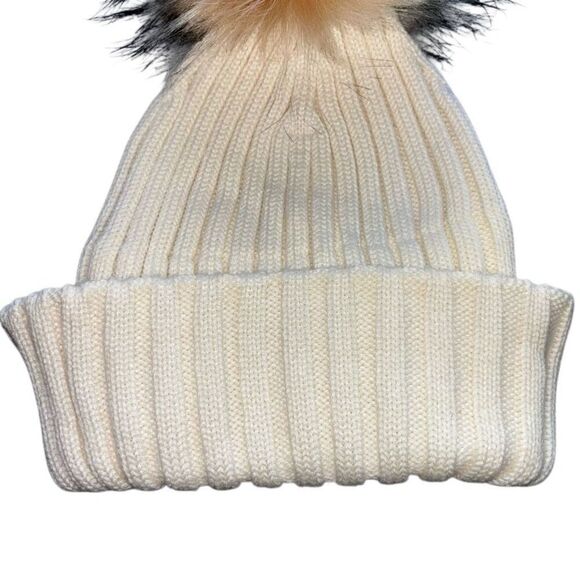 Free people orbit Pom beanie ivory cream ribbed wool blend main image 5